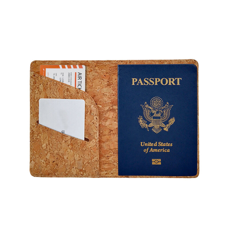 Porte-passeport en liège portable, ensemble d'étiquette de bagage, cheveux raides, anti-perte, magnifique, source d'usine