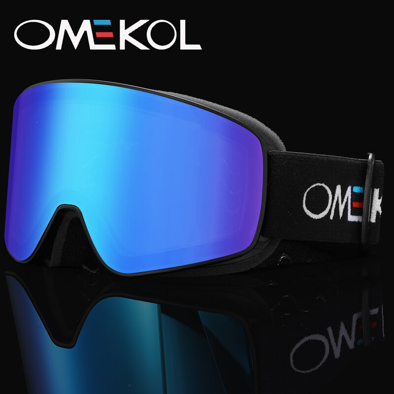 OMEKOL kacamata Ski Anti kabut lapisan ganda baru masker Snowboard kacamata Snowmobile
