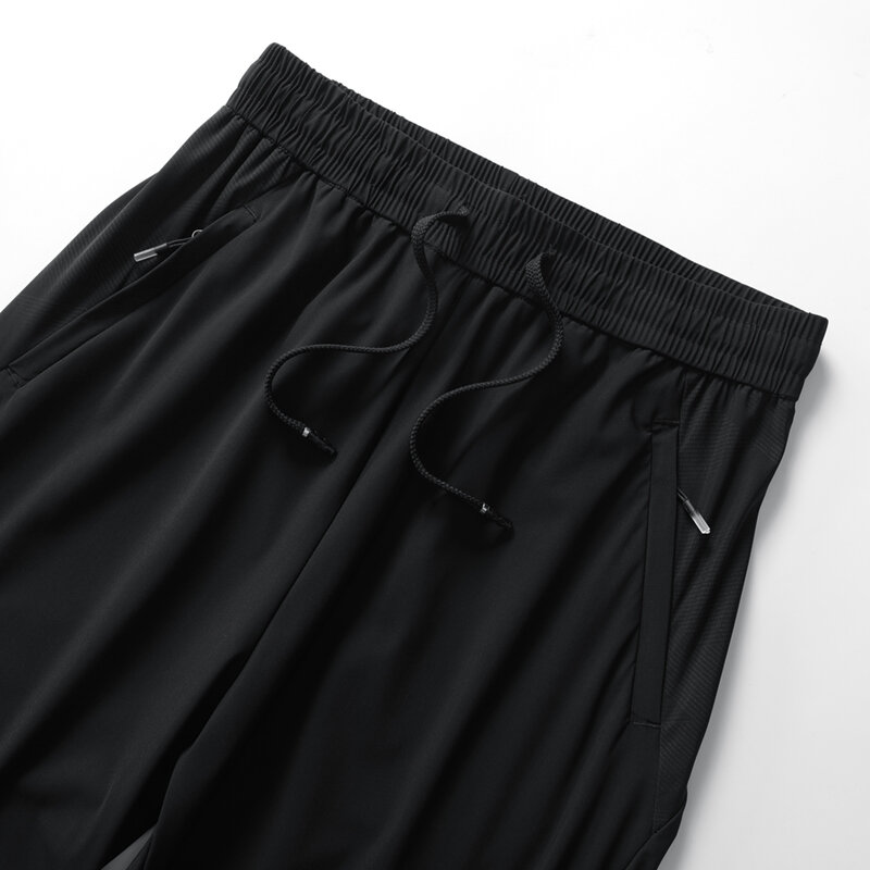 Летние модные новые молодежные Тонкие штаны из ледяного шелка для мужчин уличные спортивные Свободные повседневные быстросохнущие и дышащие 9-точечные брюки