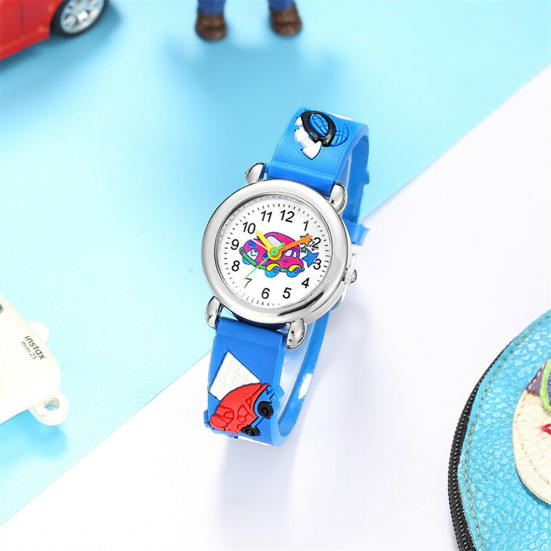 Adorável relógio de quartzo padrão para crianças, analógico, banda de couro simples, meninos e meninas, presente de aniversário infantil