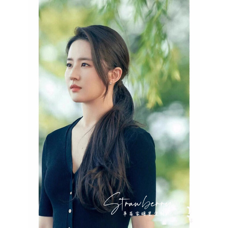 중국 배우 류이페이 동일 블랙 V넥 얇은 니트 가디건, 여성 반팔 상의, 여름