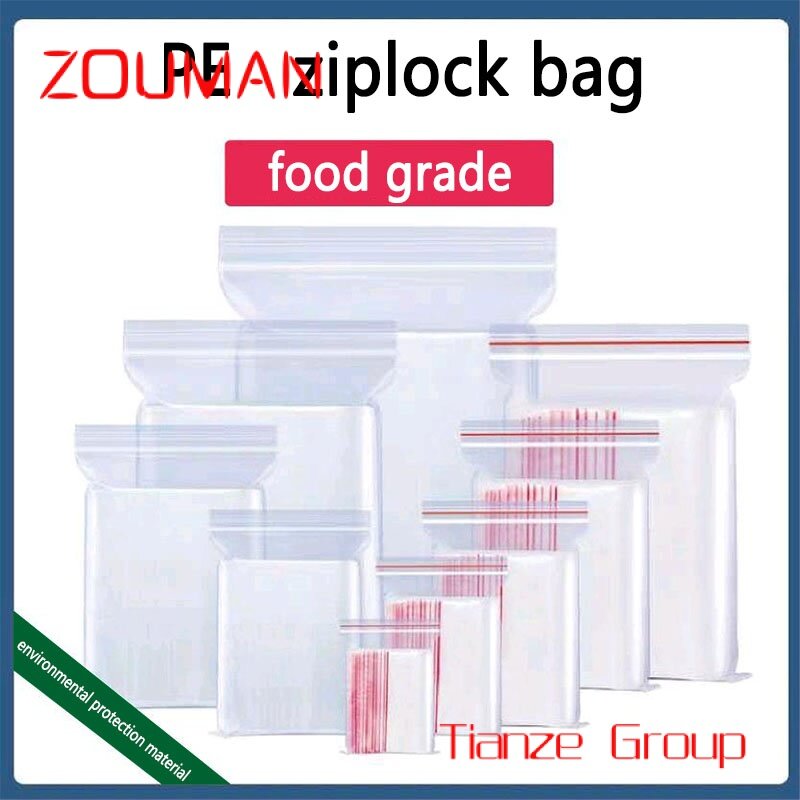 Bolsa de almacenamiento con cierre de cremallera transparente, embalaje de plástico con logotipo personalizado, embalaje de joyería pequeño, bolsas de comida de polietileno reutilizables