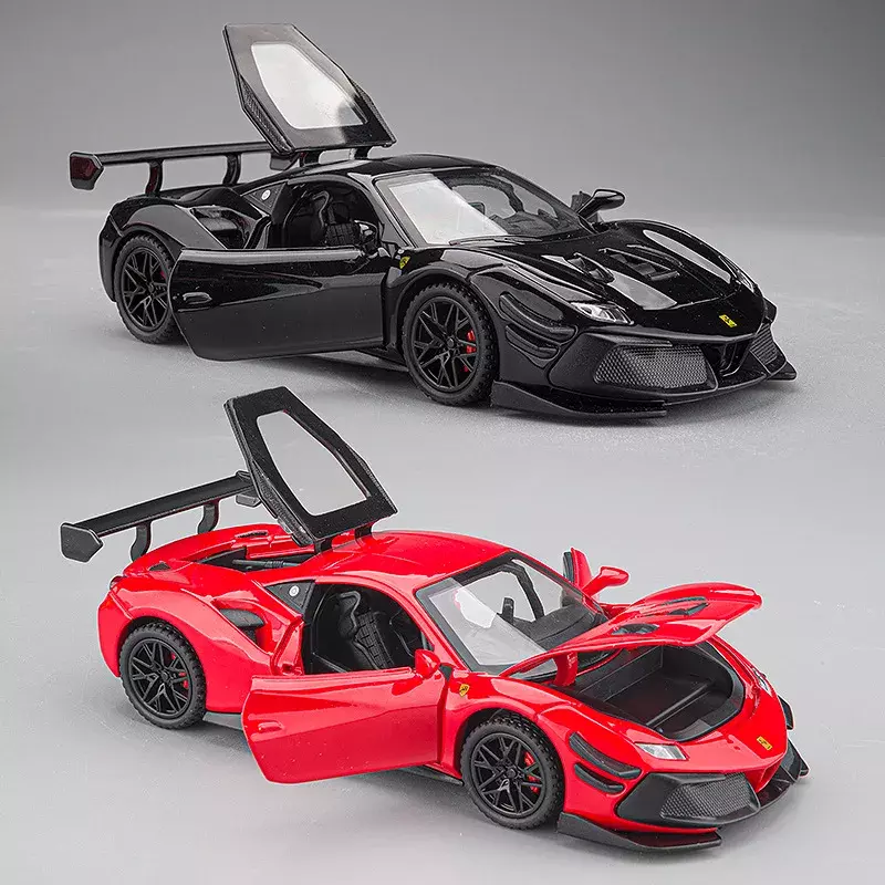 Ferrari Smile Car Alloy Diecasts and Toy Vehicles, Car Model, Sound and Light, Rib Back, Toys Gifts, 1:32, 488