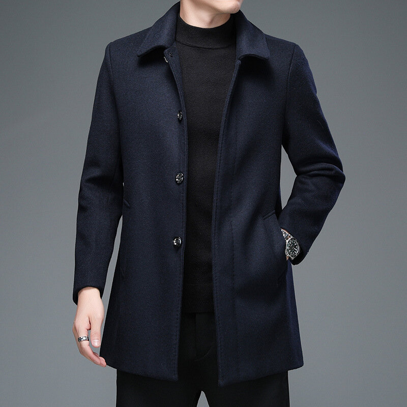 Winter Solid Thicken Warm Jacket Woolen Outdoor Coats Business Casual Wool & Blends Outwear Loose Warm Windbreaker Top Trench