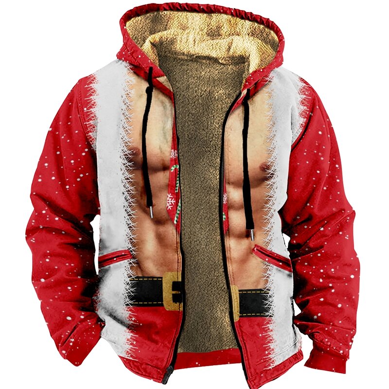 Men's Zipper Hoodies Christmas Merch Hooded Sweatshirt Long Sleeve Outwear Graphic Prints Jacket Women Winter Coat Funny Clothes