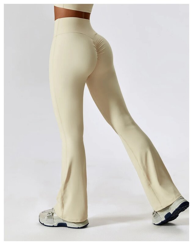 Damskie spodnie sportowe joga Bell-bottoms obcisłe Scrunch Butt podnoszenie taniec rajstopy z wysokim stanem siłownia bieganie oddychające legginsy Fitness