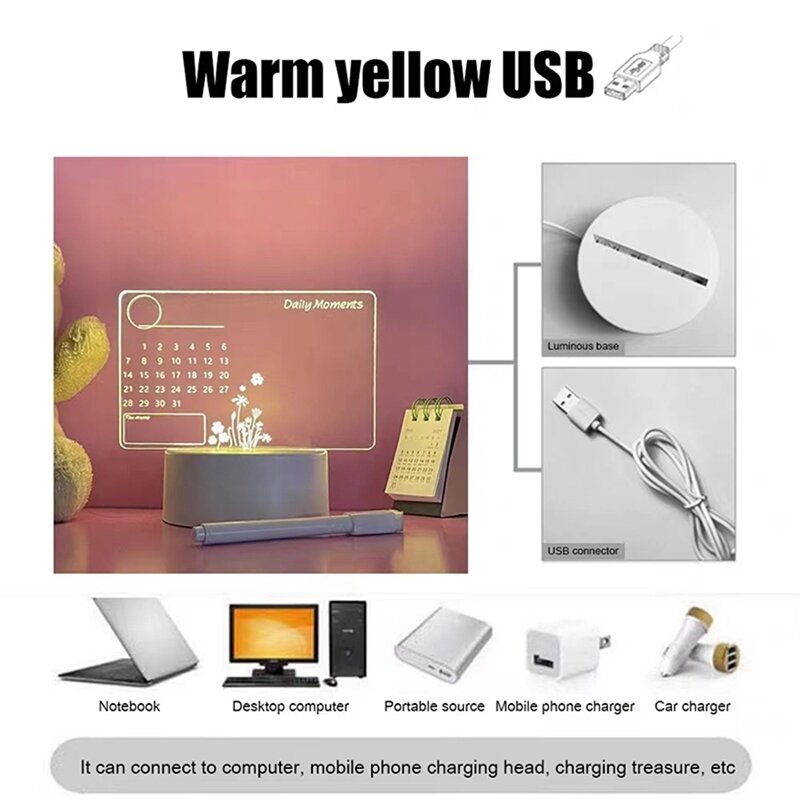 Note Board Creative LED Night Light USB Message Board Holiday Light With Pen Gift For Decoration Night Lamp