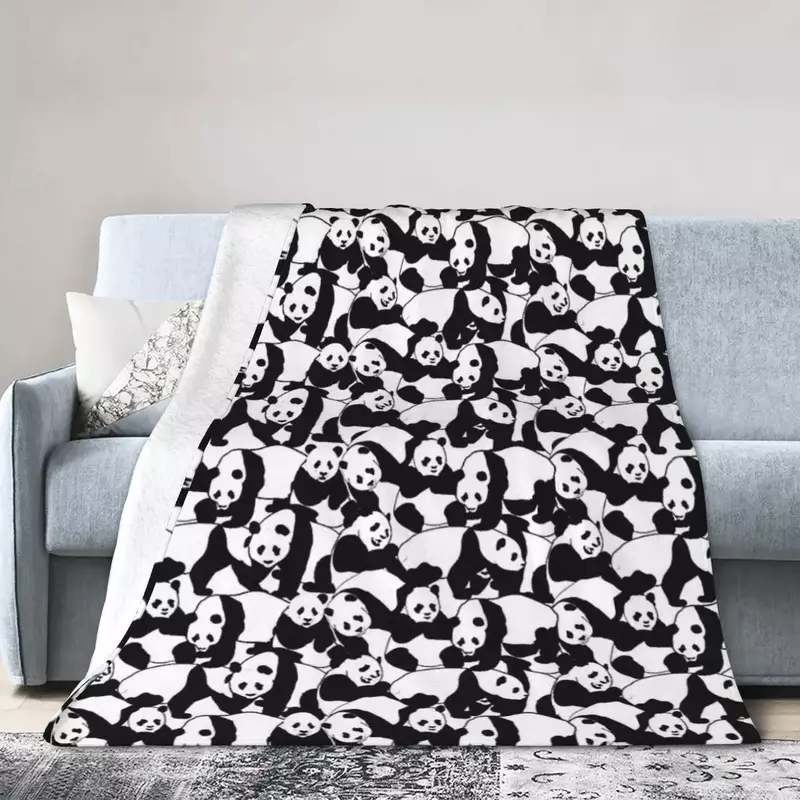 Manta con patrón de Panda, colcha de franela suave y cálida para cama, sala de estar, Picnic, sofá de viaje para el hogar