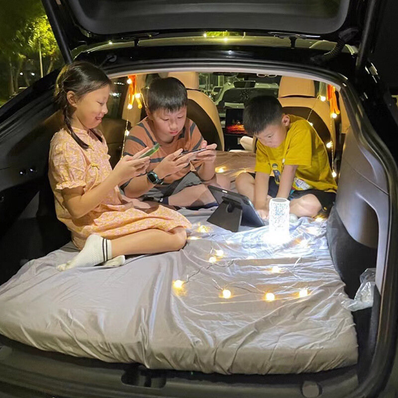 Untuk Tesla Model Y/3 kasur berkemah, Kit busa memori portabel dengan tas penyimpan seprai pas perjalanan mobil luar ruangan tidur