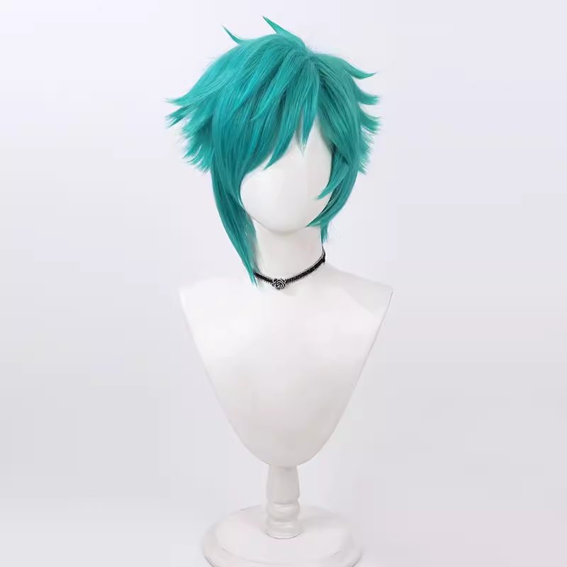 ZYR Ephraeus Wig Cosplay rambut palsu serat sintetik wig Cosplay permainan LOL lapisan campuran biru-hijau rambut pendek