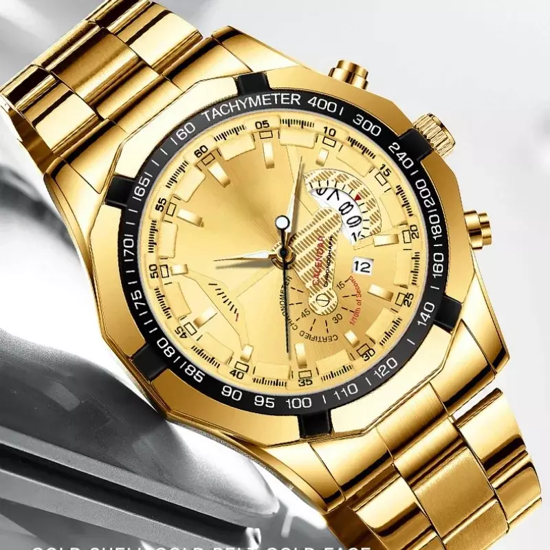 Kegllect męski zegarek kwarcowy ze stali nierdzewnej luksusowy kalendarz świecący zegarki wodoodporne życia