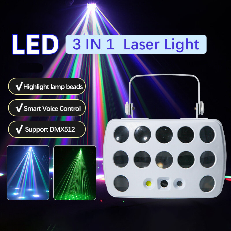 Lampu Laser 3 dalam 1, cahaya Laser 500MW sinar garis proyektor DMX profesional disko DJ pesta pernikahan Bar klub lampu panggung