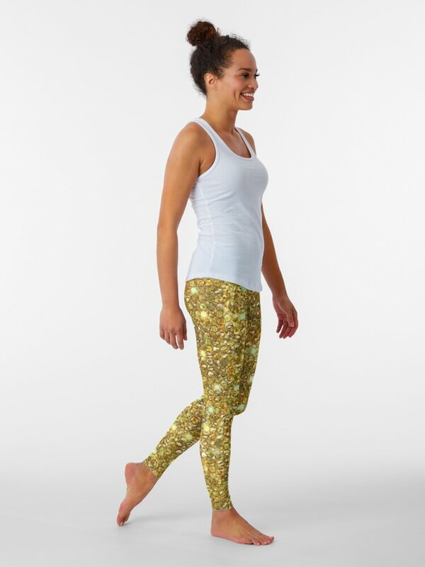 Gold Sequins And Sparkles Leggings Women's tights sports tennis for Women's pants Womens Leggings