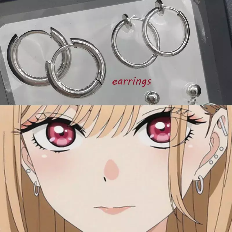 Anime Marin Kitagawa Earrings Necklace Cosplay Accessories Nail Art Ears Bracelet Rings My Dress-Up Darling Cosplay Props Gift