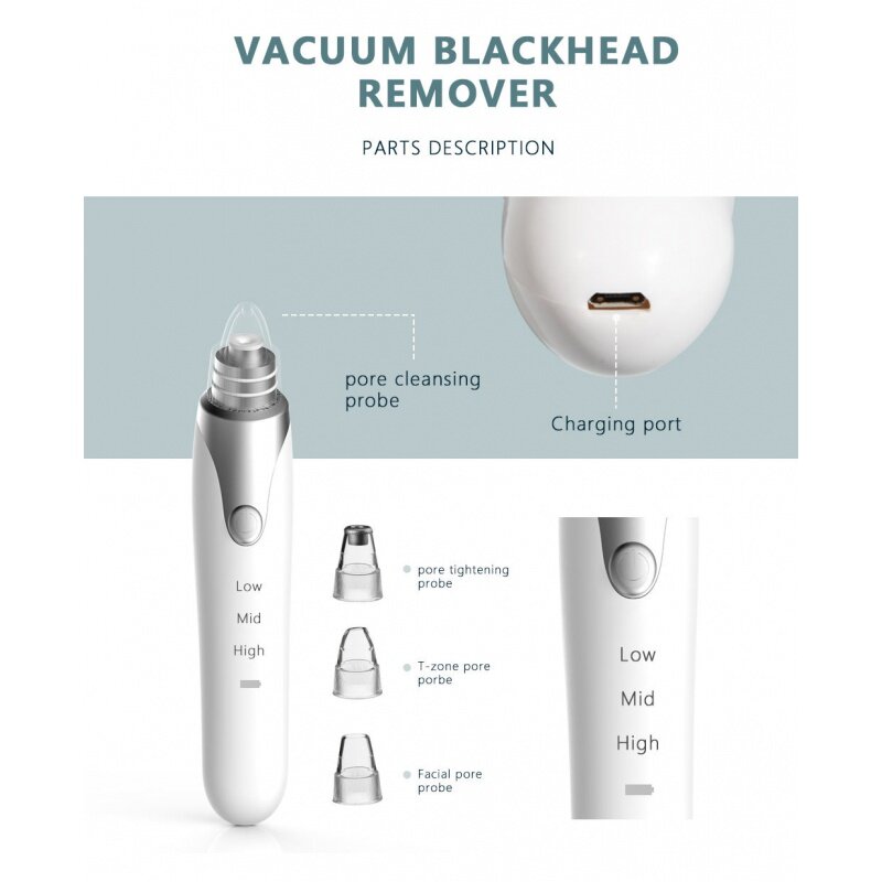 Facial Nose Pore Cleaner Electric Tool Kit Instrument Machine Vacuum Blackhead Remover With Hot Compress
