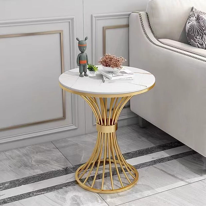 Table basse circulaire abstraite minimaliste, salon blanc, meubles de petit espace, thé