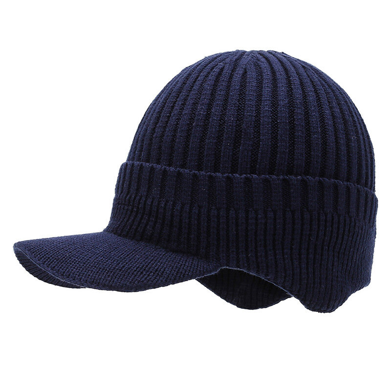 Модная шапка, Мужская шерстяная шапка на осень и зиму с шерстяной утепленной вязаной шапкой, шапка с защитой ушей, теплая шапка для холодной погоды