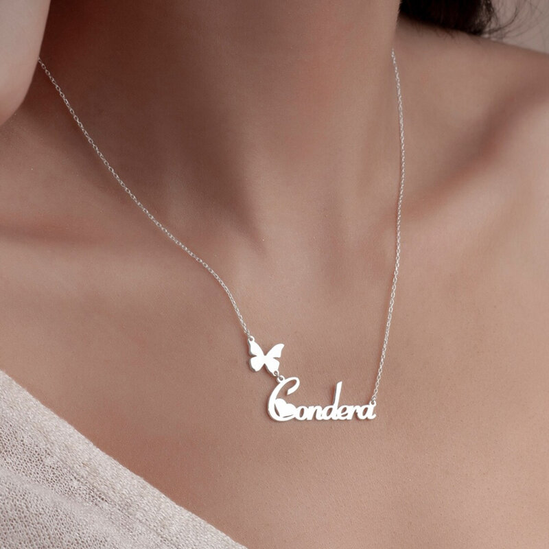 Colar de borboleta personalizado para mulheres, jóias personalizadas, presente de aniversário minimalista
