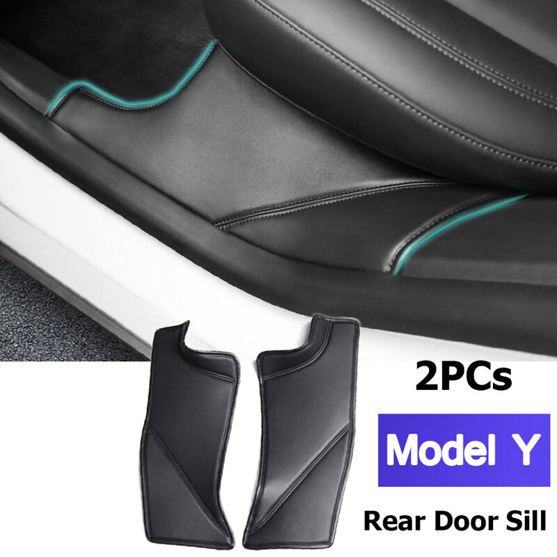 Coussretours anti-coup de pied en cuir pour seuil de porte arrière de voiture, housse de protection pour placements, modèle Y, 2020, 2021, 2022, 2023 polymères
