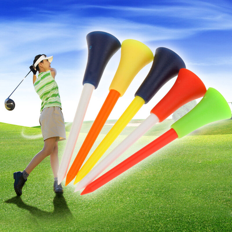 10pcs Golf Tees Mix Colors 83mm Plastic Rubber Cushion Golf Ball Holder Golf Accessories