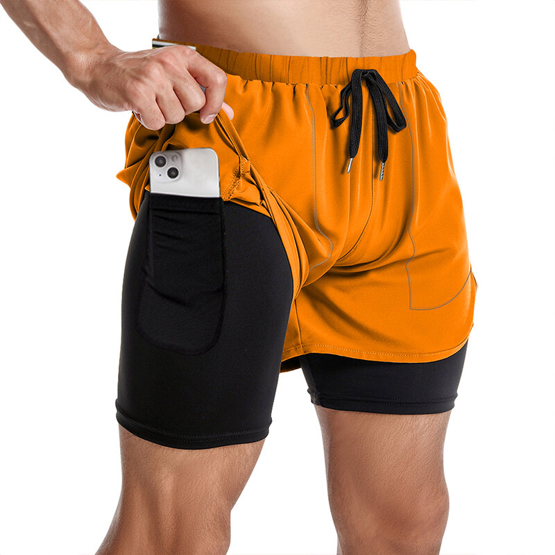 Шорты для бега мужские спортивные шорты 2-в-1 быстросохнущие тренировочные шорты для фитнеса и бега летние мужские штаны для фитнеса