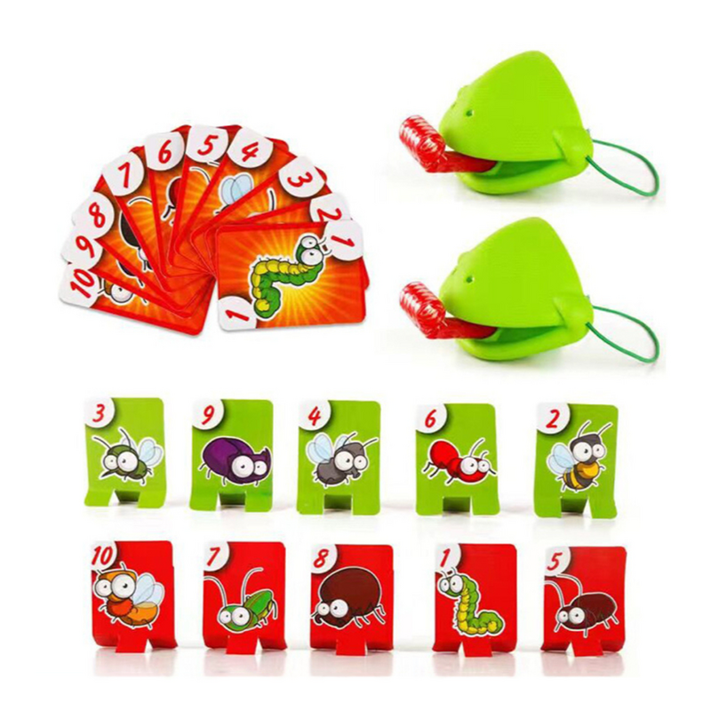 재미있는 도마뱀 마스크 장난감 개구리 혀로 붙이는 2 인용 카드 게임, 데스크탑 인터랙티브 장난감, 부모 자식 파티 게임
