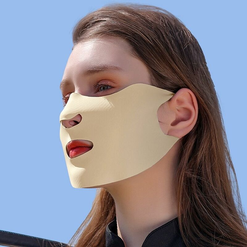 Cachecol de seda ao ar livre para homens e mulheres, máscara facial, protetor solar, tampa facial, véu de gelo, caminhada, protetor solar anti-UV