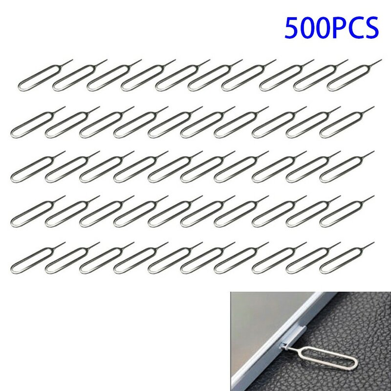 500Pcs Eject Sim Card Tray Open Pin Needle Key Tool Sim Card Tray Pin Eject Tool Universal Cell Phone Sim Cards Accessories