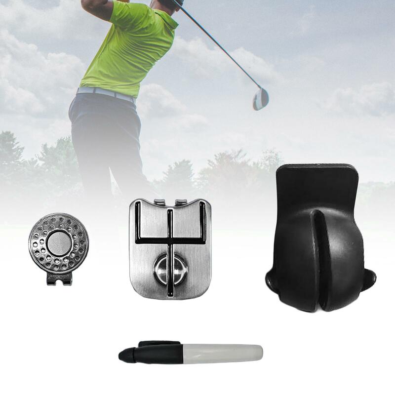 Set tanda bola Golf, aksesori magnetik latihan putt Golf