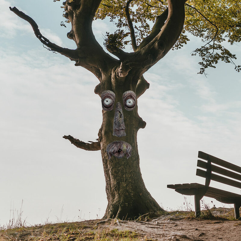 Bark Ghost Face Facial Features Old Man Tree Decorat Yard Art Decorations Monsters Sculpture Outdoor DIY Halloween Ornaments