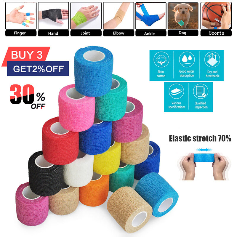 Bandagem elástica 1 pçs bandagem elástica auto-travamento bandagem cinesiologia fita bandagens para fitas de boxe adesivo gesso muay thai