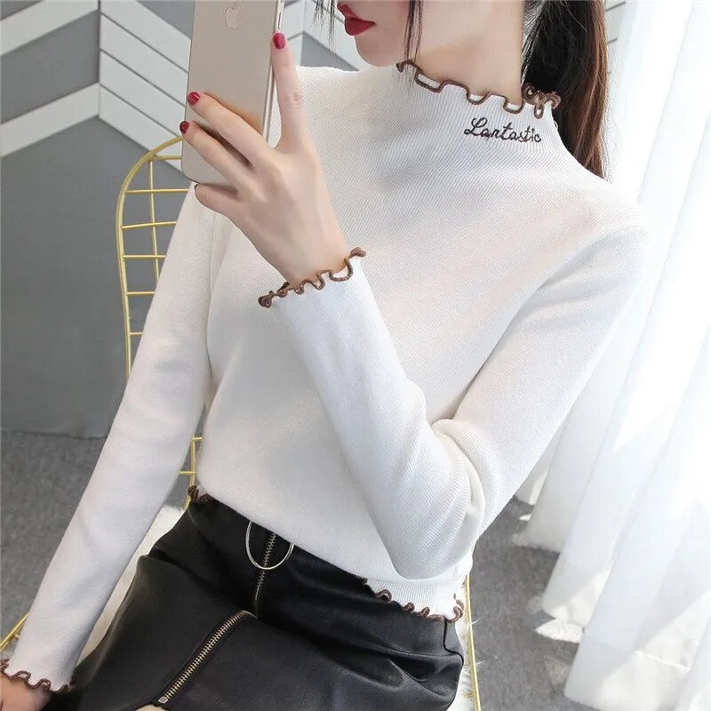 2023 New Autumn Winter Women Turtleneck Sweater Long Sleeve Knitted Soft Jumpers Cashmere Pullovers Basic Sweaters Femme Pull