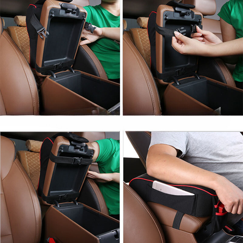 Almohadilla para Reposabrazos de coche, funda de almohada para asiento de consola Central, Universal, con bolsillo
