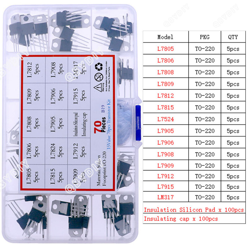 Mosfet Triode Tiristor Variedade Kit, PNP NPN, Chip Regulador de Tensão, DIY Mixed Set Box, TO-92 a-126 a-220 Series