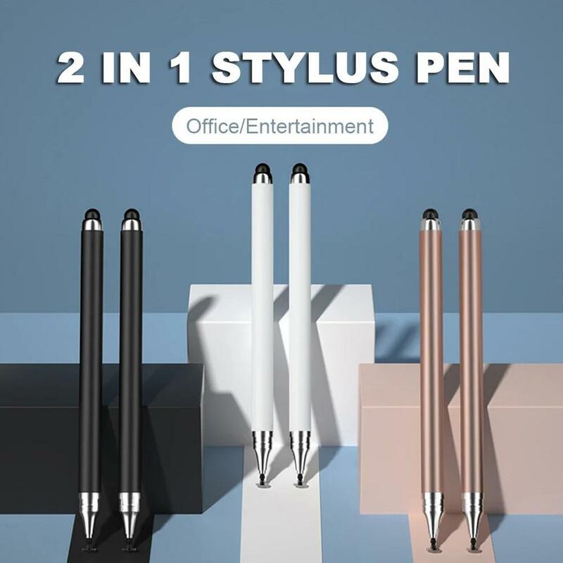 Pena Stylus Universal 2-In-1 untuk IPhone IPad Tablet, pensil sentuh kapasitif untuk ponsel Android Samsung layar menggambar pena sentuh