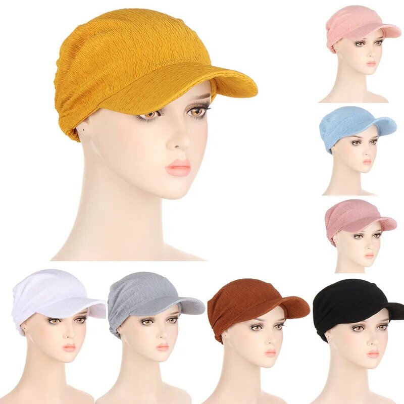 New summer candy color multifunctional sunscreen with brim solid color headscarf
