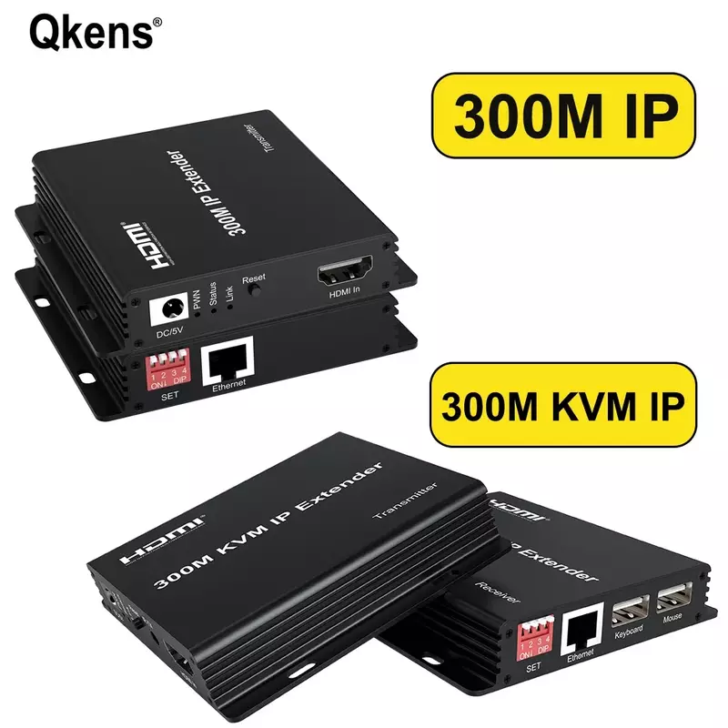 Extensor HDMI para mouse de teclado PC, cabo Ethernet, transmissor de vídeo, receptor Vs, IP KVM, Cat5e, Cat6, 300m, Rj45