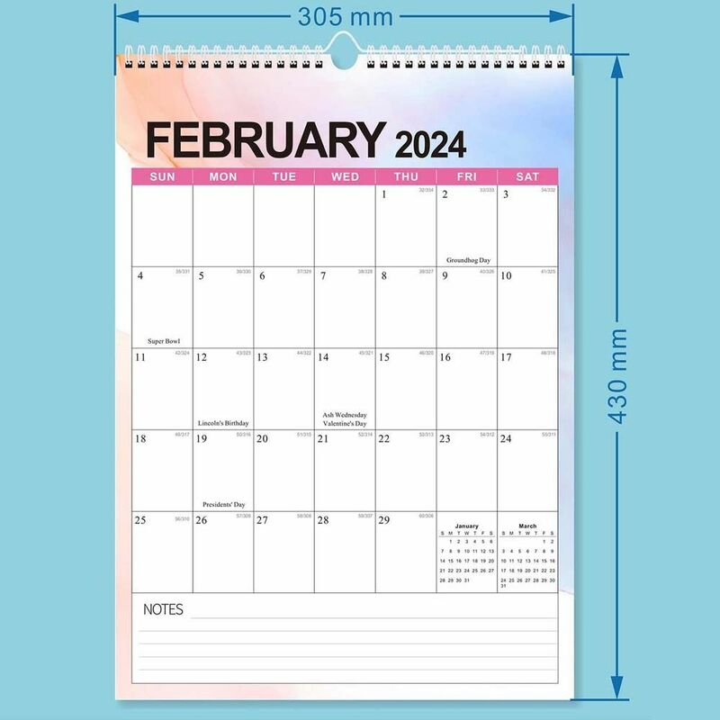 مخطط أسبوعي ويومي مع لفائف ، جدار التقويم ، منظم جدول الأعمال ، مكتب القرطاسية ، الإنجليزية التقويم ، 2024
