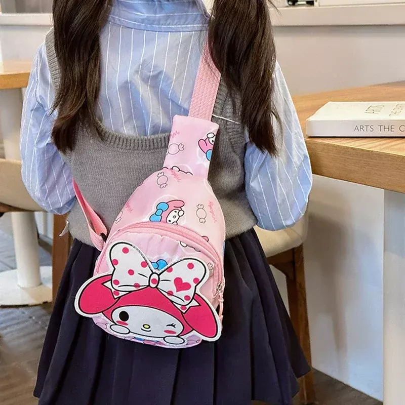 Sanrio-mochila de Hello Kitty Cinnamoroll para niño, bolso de hombro de dibujos animados, bolsa de pecho, bandolera de viaje, regalo de Navidad, 2024