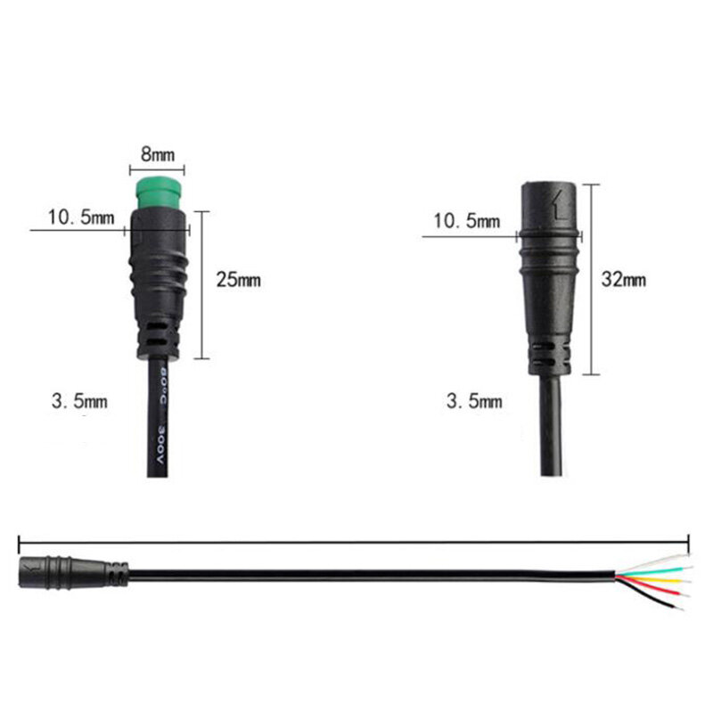 Speed Sensor male to female M/F Extension connector Cable M8 2 3 4 5 6 Pin Electric Bicycle Waterproof for Ebike Copper Wire 1M