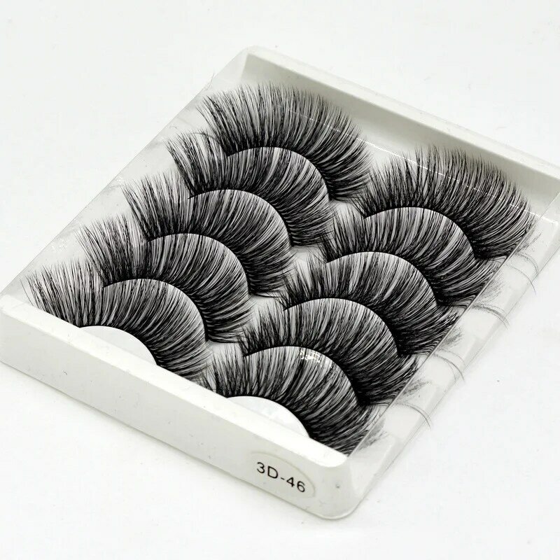 5pairs Natural false eyelashes with thick false eyelash extensions Reusable 3D false eyelashes makeup soft and easy to wear
