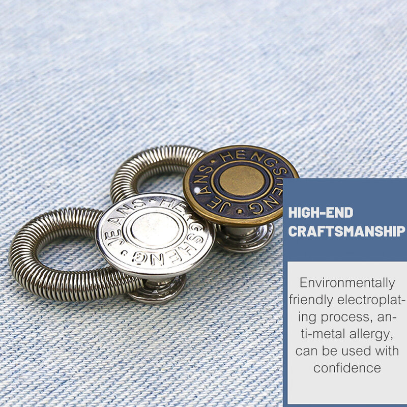 Prolongateur de bouton en métal magique pour pantalons et jeans, rallonge de taille rétractable réglable, couture gratuite, extenseur de ceinture à bouton