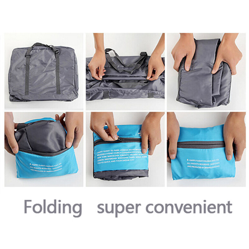Bolsa de viaje impermeable para mujer, bolso portátil de gran capacidad, plegable de nailon, Unisex