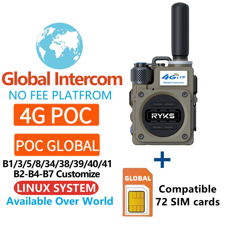 4G Мобильный радиоприемник для охоты 50 км 100 км Sim-карта 4G Poc радио