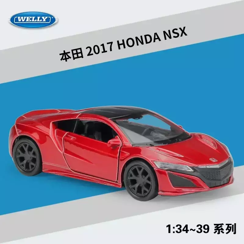 WELLY-Honda NSX Simulação Modelo de carro de liga, brinquedo pull-back, Presente da coleção, 1:36, 2017