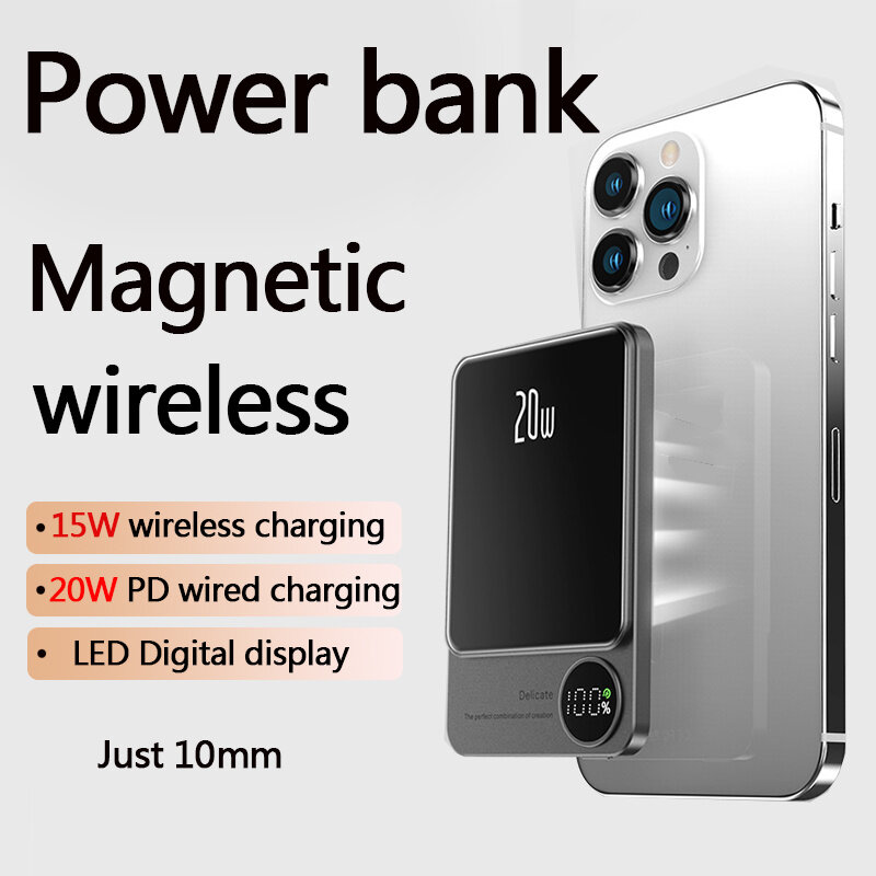 10000mAh portatile power bank for iPhone mini magnetico ricarica wireless for magsafe power bank carica batteria cellulare  for iPhone 15 14 13 12 11 Pro max Samsung power bank magnetico per apple