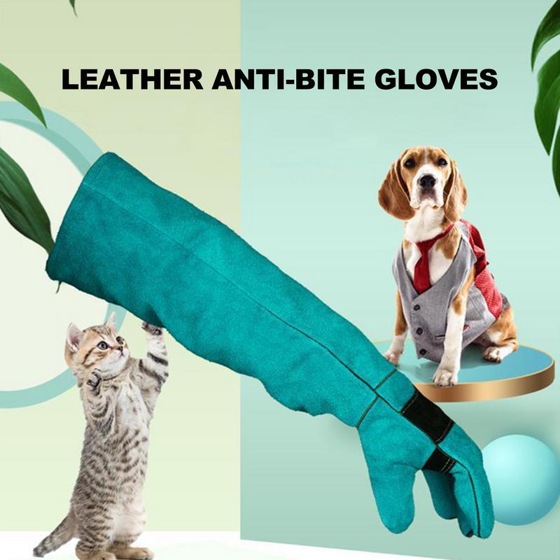 Защитные перчатки от укусов для захвата собак, кошек, рептилий, животных, ультрадлинные утолщенные защитные перчатки из воловьей кожи для домашних животных