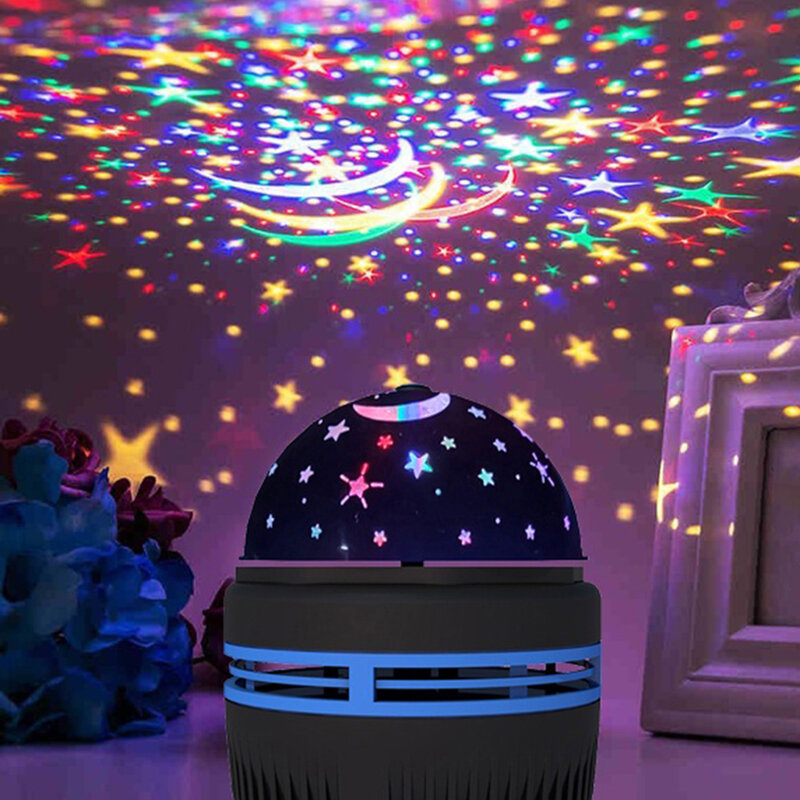 โคมไฟเครื่องฉายท้องฟ้าที่เต็มไปด้วยดวงดาวสีสันสดใสไฟไฟ LED กลางคืนลูกหมุนข้างเตียงห้องนอนโคมไฟโปรเจคเตอร์บรรยากาศสำหรับตกแต่งห้องนอน