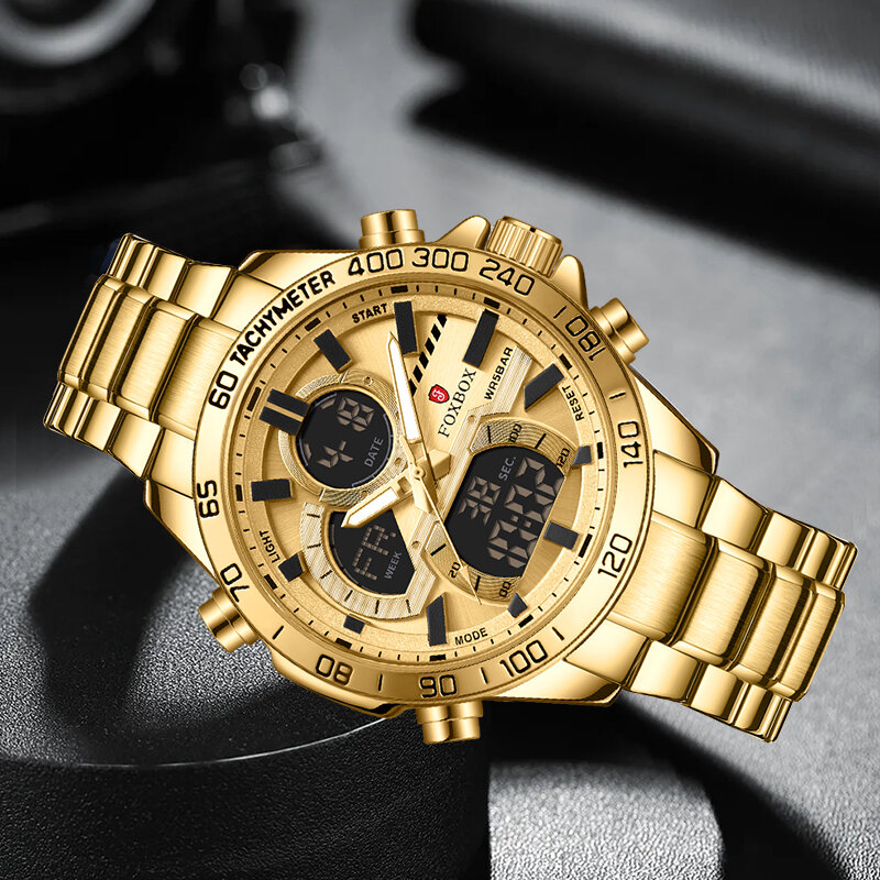 Lige 2023-メンズクォーツ時計,ミリタリー腕時計,耐水性,50気圧,男性