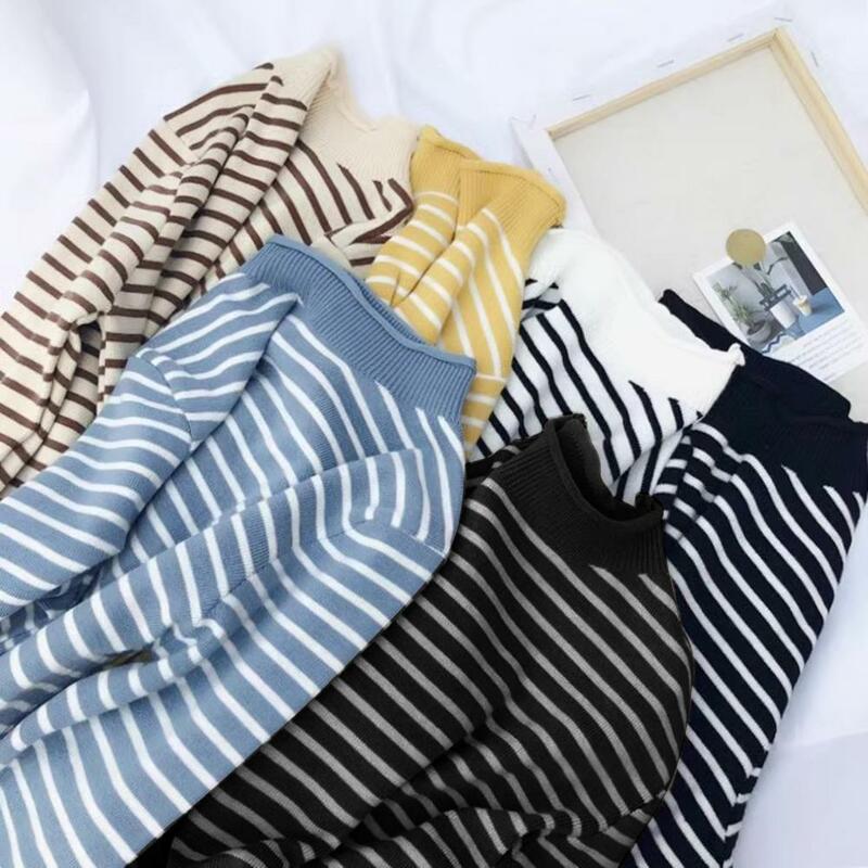 Color Matching Sweater Fashionable Women's Striped Knitted Sweaters Cozy Stylish Versatile Soft Sweater
